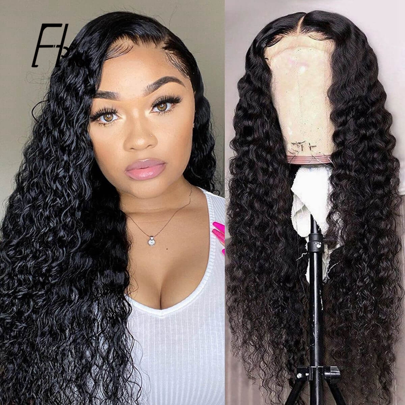 4x4 Lace Closure Wig Unit Deep Wave Glueless Virgin Hair Natural Color